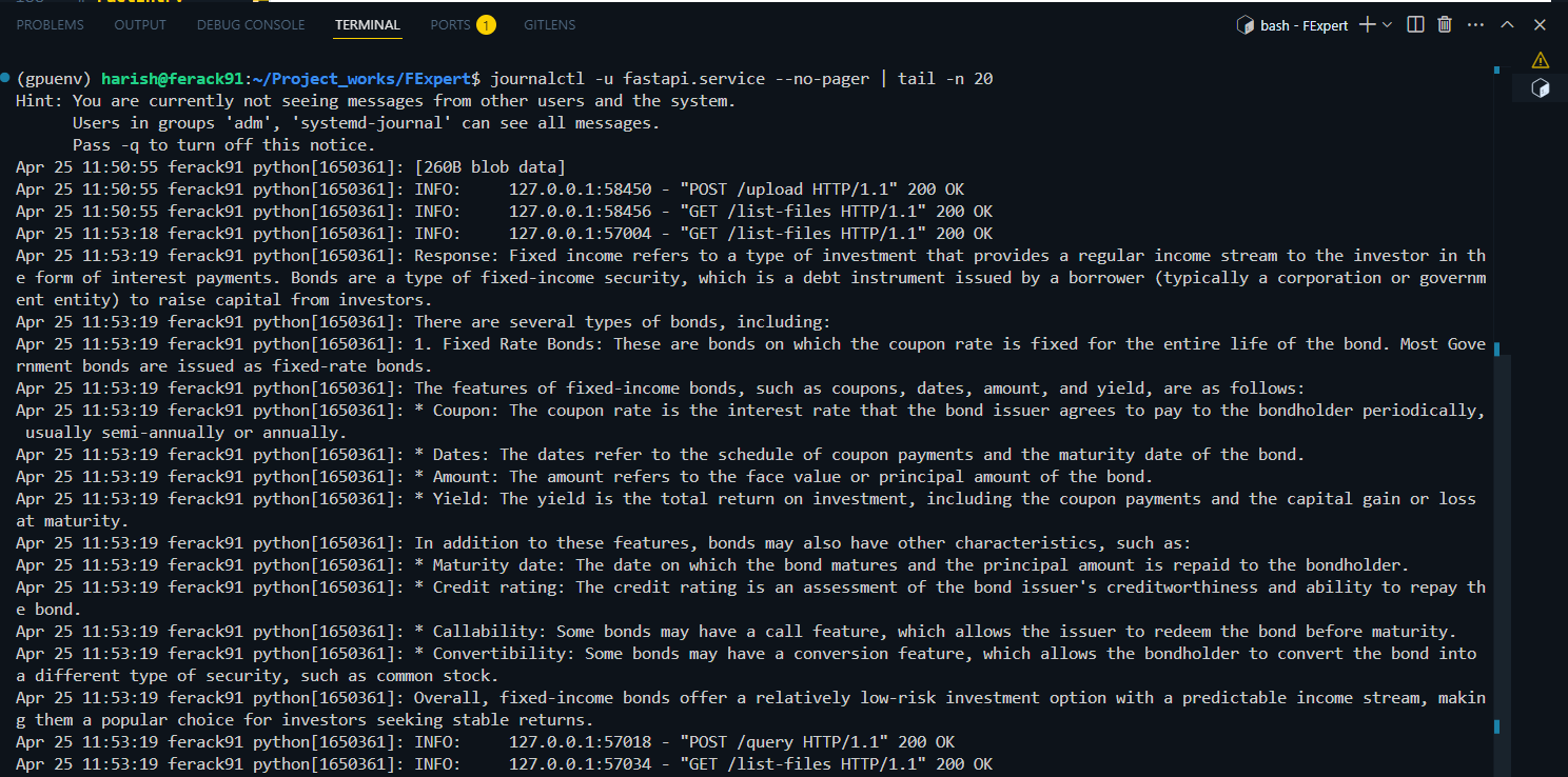 FastAPI systemd service running on server