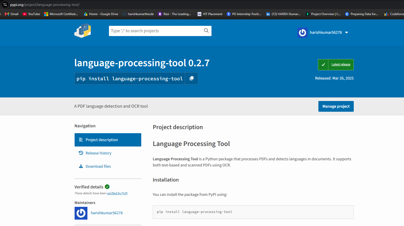 language-processing-tool on PyPI — pip install screenshot