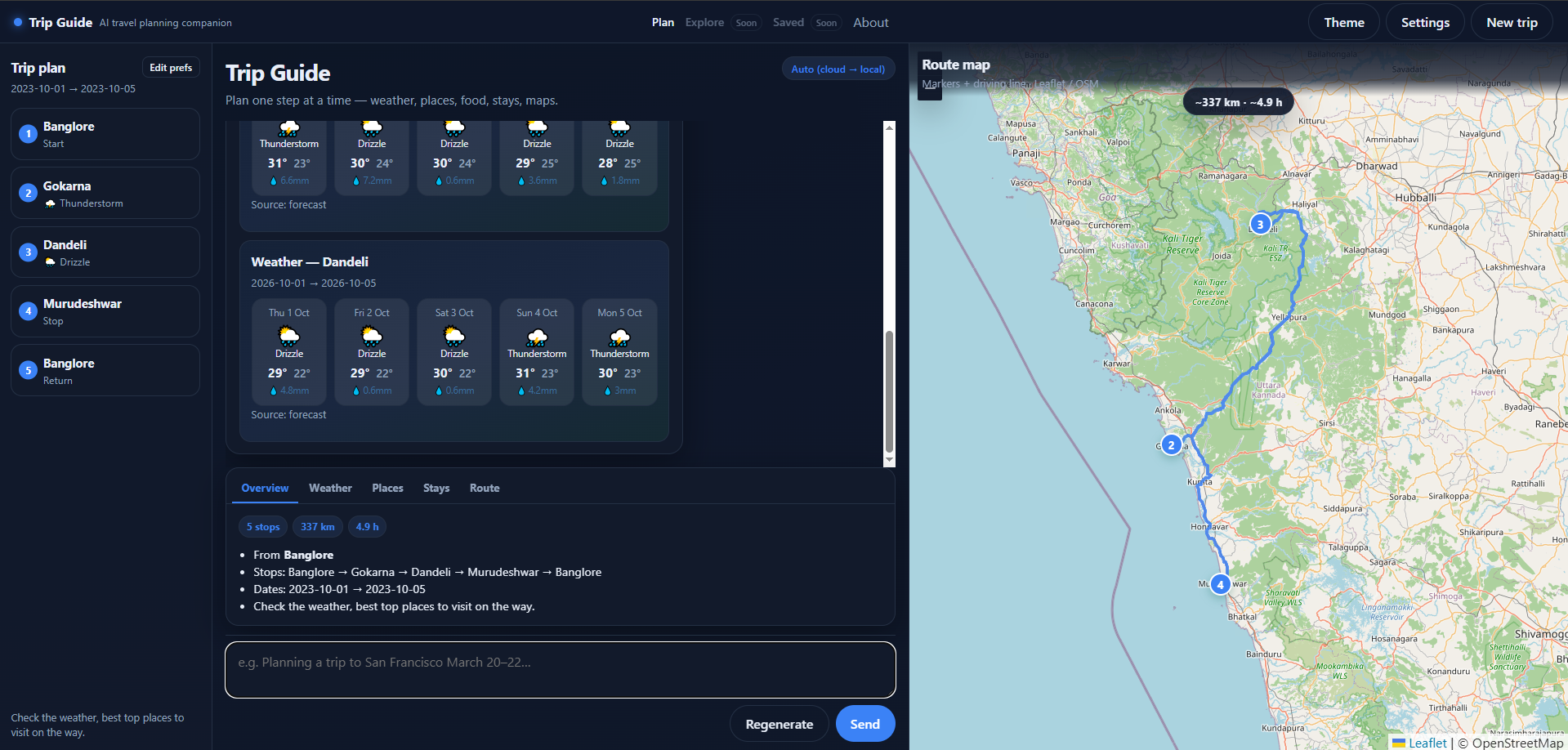 Trip Guide full UI layout